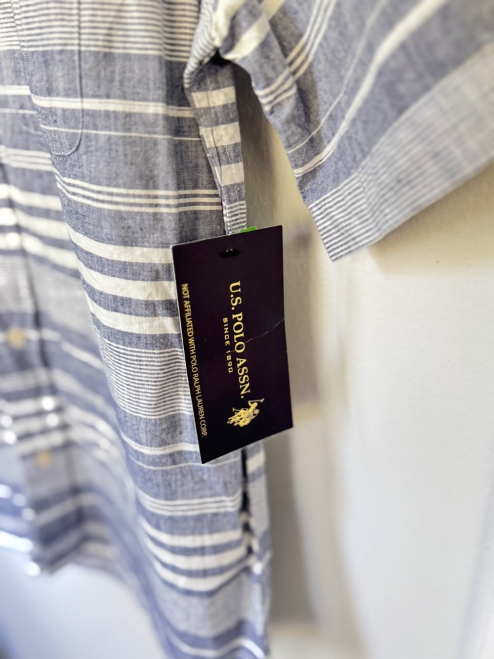 👕✨ U.S. Polo Assn Boys Stripe Button Shirt L 10-12 NWT - Picture 4 of 6